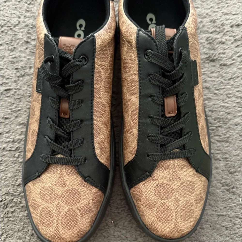 Coach Canvas Tan and Black Sneakers sneaker size 12 never worn. - Picture 1 of 5